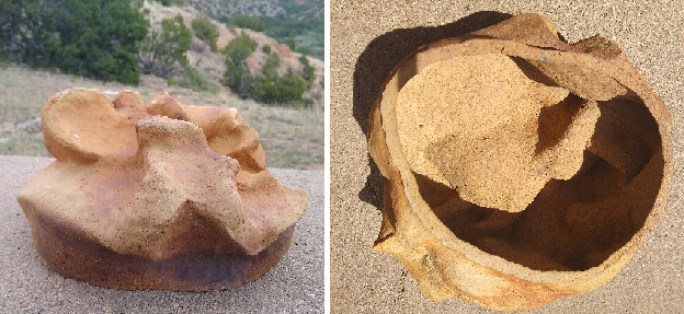 Crumpled clay bowl